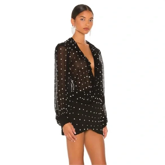 Retrofête Lennon Embellished Silk Chiffon Dress - Picture 2 of 6